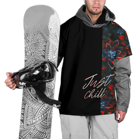 Накидка на куртку 3D с принтом Just Chill в Белгороде, 100% полиэстер |  | art | background | flowers | inscription | pattern | text | арт | надпись | текст | узор | фон | цветы