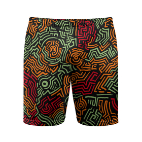 Мужские шорты спортивные с принтом абстрактный узор линии в Белгороде,  |  | абстракция | круги | линии | рисунок | узор | футуризм | цвет