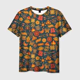 Мужская футболка 3D с принтом Узор из бактерий и не только , 100% полиэфир | прямой крой, круглый вырез горловины, длина до линии бедер | art | background | pattern | signs | texture | арт | знаки | паттерн | текстура | узор | фон