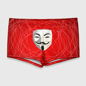 Мужские купальные плавки 3D с принтом Маска Гая Фокса в Петрозаводске, Полиэстер 85%, Спандекс 15% |  | anonimus | аноним | анонимус | гай | защита | маска | фокс