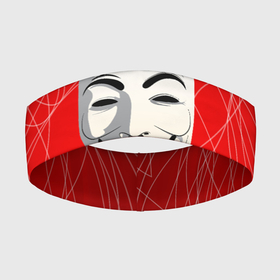 Повязка на голову 3D с принтом Маска Гая Фокса в Петрозаводске,  |  | anonimus | аноним | анонимус | гай | защита | маска | фокс