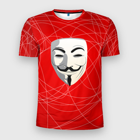 Мужская футболка 3D Slim с принтом Маска Гая Фокса , 100% полиэстер с улучшенными характеристиками | приталенный силуэт, круглая горловина, широкие плечи, сужается к линии бедра | anonimus | аноним | анонимус | гай | защита | маска | фокс