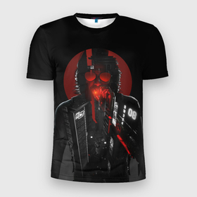 Мужская футболка 3D Slim с принтом Джонни Сильверхенд Cyberpunk в Курске, 100% полиэстер с улучшенными характеристиками | приталенный силуэт, круглая горловина, широкие плечи, сужается к линии бедра | cd project red | cyberpunk | demon | keanu reeves | samurai | киану ривз | киберпанк 2077 | самурай