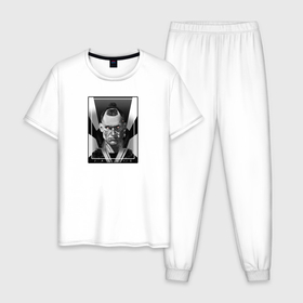 Мужская пижама хлопок с принтом Jackie Cyberpunk в Белгороде, 100% хлопок | брюки и футболка прямого кроя, без карманов, на брюках мягкая резинка на поясе и по низу штанин
 | cd project red | cyberpunk 2077 | samurai | v | киберпанк 2077