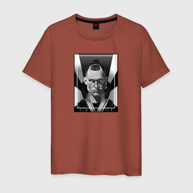 Мужская футболка хлопок с принтом Jackie Cyberpunk в Санкт-Петербурге, 100% хлопок | прямой крой, круглый вырез горловины, длина до линии бедер, слегка спущенное плечо. | cd project red | cyberpunk 2077 | samurai | v | киберпанк 2077