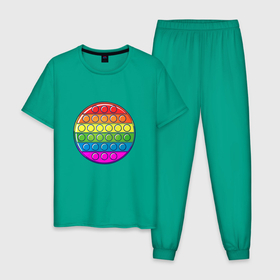 Мужская пижама хлопок с принтом Pop It в Новосибирске, 100% хлопок | брюки и футболка прямого кроя, без карманов, на брюках мягкая резинка на поясе и по низу штанин
 | pop it | поп | поп ит | радуга
