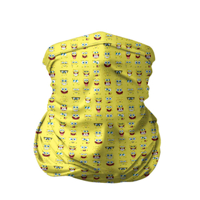 Бандана-труба 3D с принтом SpongeBobs facial expressions в Тюмени, 100% полиэстер, ткань с особыми свойствами — Activecool | плотность 150‒180 г/м2; хорошо тянется, но сохраняет форму | глаза | губка боб | лица | нос | рот | спанч боб