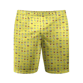 Мужские шорты спортивные с принтом SpongeBobs facial expressions в Курске,  |  | глаза | губка боб | лица | нос | рот | спанч боб