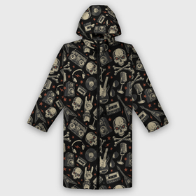 Дождевик унисекс 3D с принтом Scull pattern rock в городе Новоалтайск,  |  | guitar | rock | rockroll | scull | гитара | концерт | паттерн | рок | череп | черепа