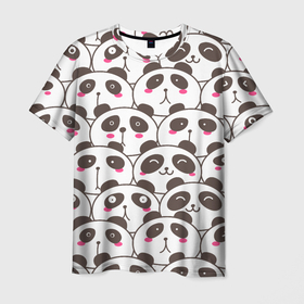 Мужская футболка 3D с принтом Панд много не бывает , 100% полиэфир | прямой крой, круглый вырез горловины, длина до линии бедер | panda | животное | медведи | медведь | панда | панды