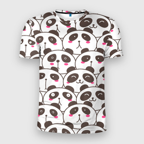 Мужская футболка 3D Slim с принтом Панд много не бывает в Курске, 100% полиэстер с улучшенными характеристиками | приталенный силуэт, круглая горловина, широкие плечи, сужается к линии бедра | panda | животное | медведи | медведь | панда | панды