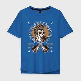 Мужская футболка хлопок Oversize с принтом Элвис Пресли Rock n roll , 100% хлопок | свободный крой, круглый ворот, “спинка” длиннее передней части | rock n roll | гитары | рок | рокер | рокнрол | рокнролл | череп | элвис пресли