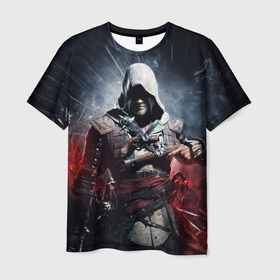 Мужская футболка 3D с принтом Assassins Creed 4: Black Flag в Белгороде, 100% полиэфир | прямой крой, круглый вырез горловины, длина до линии бедер | Тематика изображения на принте: black flag | игра | кенуэй | черный флаг | эдвард