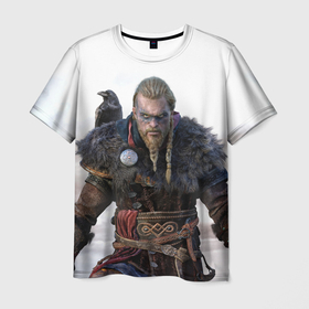 Мужская футболка 3D с принтом Викинг из Вальгаллы в Тюмени, 100% полиэфир | прямой крой, круглый вырез горловины, длина до линии бедер | Тематика изображения на принте: valhalla | вальгалла | викинг | ворон | ворона | игра