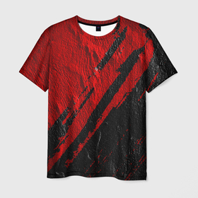 Мужская футболка 3D с принтом Красное чёрное 3D в Тюмени, 100% полиэфир | прямой крой, круглый вырез горловины, длина до линии бедер | абстракция | иллюстрация | искусство | краска | культура | текстура