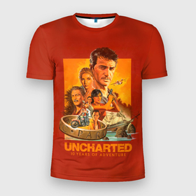 Мужская футболка 3D спортивная с принтом 10 years Uncharted в Новосибирске, 100% полиэстер с улучшенными характеристиками | приталенный силуэт, круглая горловина, широкие плечи, сужается к линии бедра | game | games | uncharted | анчартед | дрейк | игра | игры | натан | нейтан