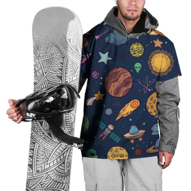 Накидка на куртку 3D с принтом Космический мир в Екатеринбурге, 100% полиэстер |  | галактика | земля | иллюстрация | комета | ракета