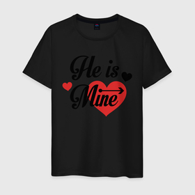 Мужская футболка хлопок с принтом He is Mine в Екатеринбурге, 100% хлопок | прямой крой, круглый вырез горловины, длина до линии бедер, слегка спущенное плечо. | Тематика изображения на принте: арт | иллюстрация | любимый | мой | сердце
