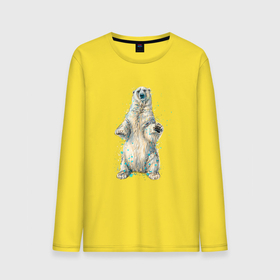 Мужской лонгслив хлопок с принтом Белый медведь в Санкт-Петербурге, 100% хлопок |  | bear | grizzly | kuma | белый | гриззли | гризли | грозный | крутой | медведь | медвежонок | мишка