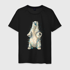 Мужская футболка хлопок с принтом Белый медведь , 100% хлопок | прямой крой, круглый вырез горловины, длина до линии бедер, слегка спущенное плечо. | bear | grizzly | kuma | белый | гриззли | гризли | грозный | крутой | медведь | медвежонок | мишка