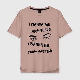 Мужская футболка хлопок Oversize с принтом I Wanna Be Your Slave в Санкт-Петербурге, 100% хлопок | свободный крой, круглый ворот, “спинка” длиннее передней части | damiano david | eyes | вокалист | глаза | дамиано давид | манескин