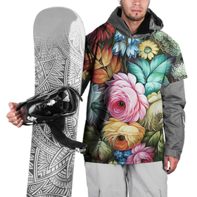 Накидка на куртку 3D с принтом Букет из цветов в Новосибирске, 100% полиэстер |  | букет | декоративная роспись | живопись | жостово | жостовская роспись | цветы