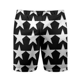Мужские шорты спортивные с принтом Белые звёзды на чёрном фоне в Курске,  |  | бело чёрные звёзды | белые звёзды | белые звёзды на чёрном фоне | звёзды