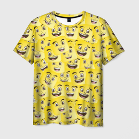 Мужская футболка 3D с принтом Позитив в Санкт-Петербурге, 100% полиэфир | прямой крой, круглый вырез горловины, длина до линии бедер | emoji | emoticons | smile | знак | колобок | позитив | рожица | символ | смайл | смайлики | улыбка | эмодзи