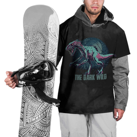 Накидка на куртку 3D с принтом The dark wild , 100% полиэстер |  | Тематика изображения на принте: арт | графика | динозавр | животные | звери | ночь | тьма | ужасы | юрский период