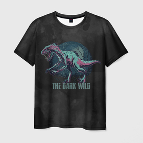 Мужская футболка 3D с принтом The dark wild в Кировске, 100% полиэфир | прямой крой, круглый вырез горловины, длина до линии бедер | арт | графика | динозавр | животные | звери | ночь | тьма | ужасы | юрский период