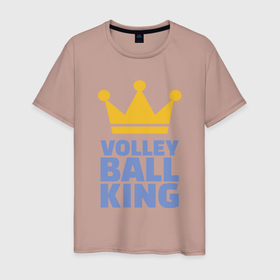 Мужская футболка хлопок с принтом Король волейбола в Тюмени, 100% хлопок | прямой крой, круглый вырез горловины, длина до линии бедер, слегка спущенное плечо. | ball | beach | game | king | sport | volley | volleyball | волейбол | волейболист | волейболистка | гол | игра | игрок | король | мяч | площадка | пляж | пляжный | победа | сетка | спорт | тренер | чемпион