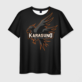 Мужская футболка 3D с принтом Старшая школа Карасуно в Тюмени, 100% полиэфир | прямой крой, круглый вырез горловины, длина до линии бедер | anime | haikyu | haikyuu | karasuno | karasuno high | manga | аниме | волейбол | волейбольный клуб | ворон | вороны | карасуно | крылья | лого | логотип | манга | надпись | птица | старшая школа | хаику | хаикую