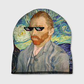 Шапка 3D с принтом Ван Гог - Deal with it в Тюмени, 100% полиэстер | универсальный размер, печать по всей поверхности изделия | автопортрет | арт | ван гог | ван гог мем | звезда | звёздная ночь | крутой | мемасик | мемасные очки | очки | очки из мема | пиджак | художник