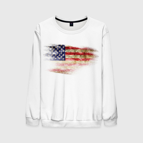 Мужской свитшот 3D с принтом USA в Курске, 100% полиэстер с мягким внутренним слоем | круглый вырез горловины, мягкая резинка на манжетах и поясе, свободная посадка по фигуре | америка | американский флаг | драный | потертый | текстура | флаг