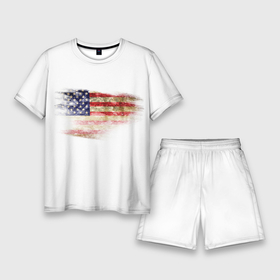 Мужской костюм с шортами 3D с принтом USA в Курске,  |  | Тематика изображения на принте: америка | американский флаг | драный | потертый | текстура | флаг