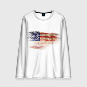 Мужской лонгслив 3D с принтом USA в Тюмени, 100% полиэстер | длинные рукава, круглый вырез горловины, полуприлегающий силуэт | америка | американский флаг | драный | потертый | текстура | флаг