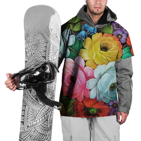 Накидка на куртку 3D с принтом Три розы в Новосибирске, 100% полиэстер |  | букет | декоративная роспись | живопись | жостово | жостовская роспись | розы | цветы