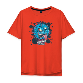 Мужская футболка хлопок Oversize с принтом Коронавирус Coronavirus в Кировске, 100% хлопок | свободный крой, круглый ворот, “спинка” длиннее передней части | coronavirus | covid | вирус | ковид | корона | коронавирус | пандемия | самоизоляция