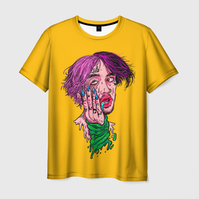 Мужская футболка 3D с принтом Плавленый Лил Пип в Курске, 100% полиэфир | прямой крой, круглый вырез горловины, длина до линии бедер | hip hop | lil peep | rap | rep | густав элайджа | дшд зууз | исполнители | исполнитель | лил пип | музыка | реп