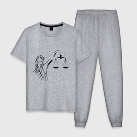 Мужская пижама хлопок с принтом Гармония в Тюмени, 100% хлопок | брюки и футболка прямого кроя, без карманов, на брюках мягкая резинка на поясе и по низу штанин
 | весы | гармония | девушка | знак зодиака | зодиак | равенство