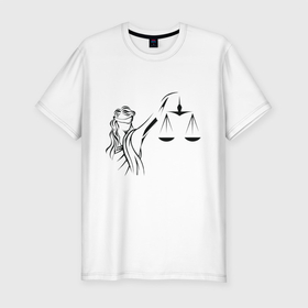 Мужская футболка хлопок Slim с принтом Гармония в Тюмени, 92% хлопок, 8% лайкра | приталенный силуэт, круглый вырез ворота, длина до линии бедра, короткий рукав | весы | гармония | девушка | знак зодиака | зодиак | равенство
