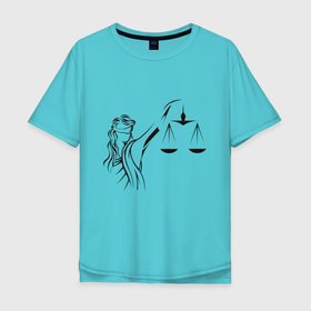 Мужская футболка хлопок Oversize с принтом Гармония в Санкт-Петербурге, 100% хлопок | свободный крой, круглый ворот, “спинка” длиннее передней части | весы | гармония | девушка | знак зодиака | зодиак | равенство