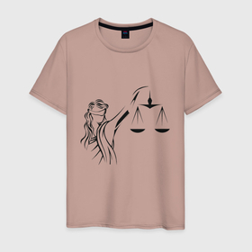 Мужская футболка хлопок с принтом Гармония в Белгороде, 100% хлопок | прямой крой, круглый вырез горловины, длина до линии бедер, слегка спущенное плечо. | весы | гармония | девушка | знак зодиака | зодиак | равенство