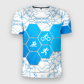 Мужская футболка 3D спортивная с принтом Плыви, Крути, Беги в Петрозаводске, 100% полиэстер с улучшенными характеристиками | приталенный силуэт, круглая горловина, широкие плечи, сужается к линии бедра | Тематика изображения на принте: bike | ironman | run | running | swim | swimming | triathlon | бег | бегун | велосипед | велоспорт | выносливость | железный человек | плавание | спорт на выносливость | триатлон | цикличный вид спорта