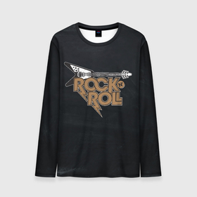 Мужской лонгслив 3D с принтом Rock n Roll Гитара , 100% полиэстер | длинные рукава, круглый вырез горловины, полуприлегающий силуэт | rock | rock n roll | roll | гитара | гитарист | музыкант | рок