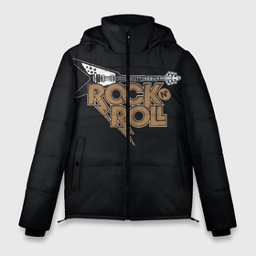 Мужская зимняя куртка 3D с принтом Rock n Roll Гитара в Новосибирске, верх — 100% полиэстер; подкладка — 100% полиэстер; утеплитель — 100% полиэстер | длина ниже бедра, свободный силуэт Оверсайз. Есть воротник-стойка, отстегивающийся капюшон и ветрозащитная планка. 

Боковые карманы с листочкой на кнопках и внутренний карман на молнии. | rock | rock n roll | roll | гитара | гитарист | музыкант | рок