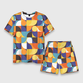 Мужской костюм с шортами 3D с принтом Геометрия в Курске,  |  | абстракция | геометрия | квадрат | круг | мозаика | ретро | текстиль | фигуры