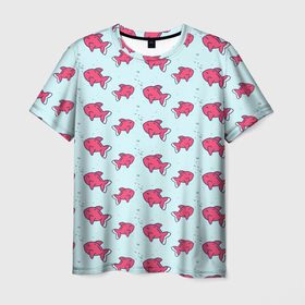 Мужская футболка 3D с принтом РЫБКИ | ПАТТЕРН , 100% полиэфир | прямой крой, круглый вырез горловины, длина до линии бедер | background | fish | pattern | паттерн | рыбки | рыбы | фон