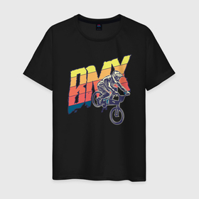 Мужская футболка хлопок с принтом BMX в Курске, 100% хлопок | прямой крой, круглый вырез горловины, длина до линии бедер, слегка спущенное плечо. | bmx | bmx street | streets pipe | велосипед | велосипед bmx | горный | горный велосипед | трюки | трюковой велосипед