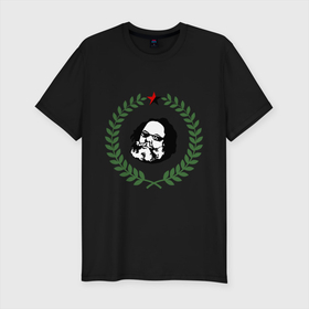 Мужская футболка хлопок Slim с принтом Михаил Бакунин в Тюмени, 92% хлопок, 8% лайкра | приталенный силуэт, круглый вырез ворота, длина до линии бедра, короткий рукав | anarchy | анархия | бакунин | личность | философы
